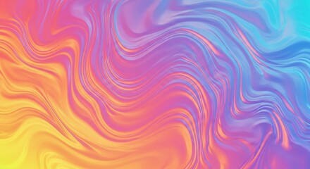 Fototapeta premium Liquid Dreamscape: Swirling vibrant hues of pink, orange, and blue create an abstract, mesmerizing wave pattern, evoking feelings of fluidity, energy, and tranquility.