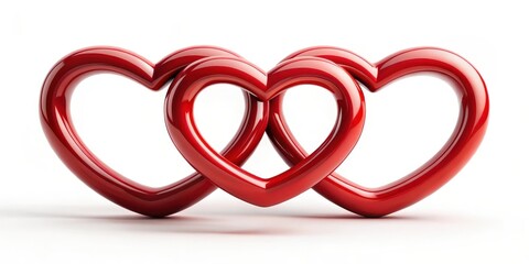 Two red hearts entwined together in a circular motion, forming a perfect union symbolizing love and unity, relationship
