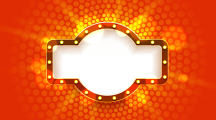 Light frame label, event bar casino, show signboard. Vector illustration