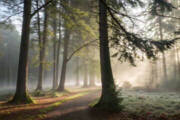 Obraz premium Misty Forest Path