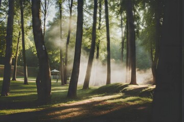 Obraz premium Misty Morning in the Woods