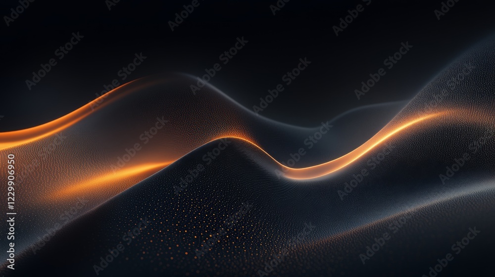 Poster an abstract financial graph with glowing data points and smooth lines, set against a dark gradient b