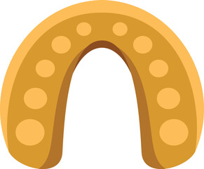 Golden mouth guard protecting teeth from injury during sports training or competition