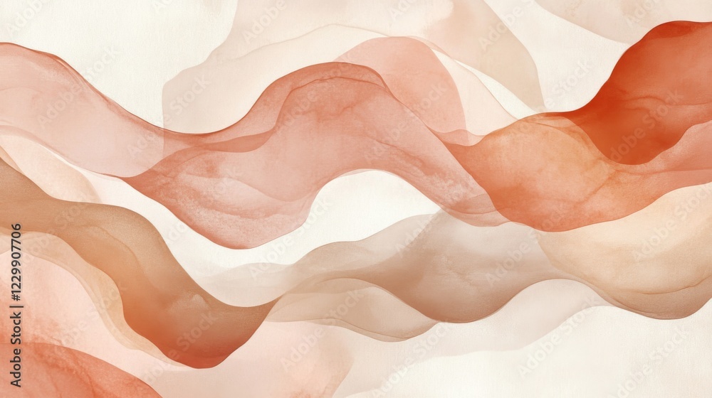 Aufkleber an abstract watercolor background in soft pastel shades with flowing, organic shapes, creating a cal