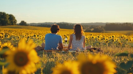 A happy family enjoys summer together in a green meadow