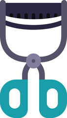 This minimalist illustration features an eyelash curler, a beauty tool for longer, more defined eyelashes