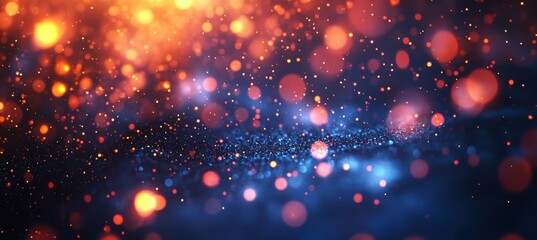 Fototapeta premium Vibrant Colorful Abstract Background with Shimmering Bokeh Effect of Glowing Orbs and Sparkling Particles for Creative Designs and Artistic Presentations