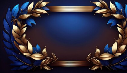 Modern championship banner design with a minimalist gold laurel wreath framing both sides of the image. champion, competition, template.