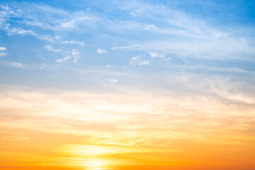 Beautiful , luxury soft gradient orange gold clouds and sunlight on the blue sky perfect for the...
