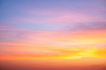 Beautiful , luxury soft gradient orange gold clouds and sunlight on the blue sky perfect for the background, take in evening,Twilight, Large size, high definition landscape photo