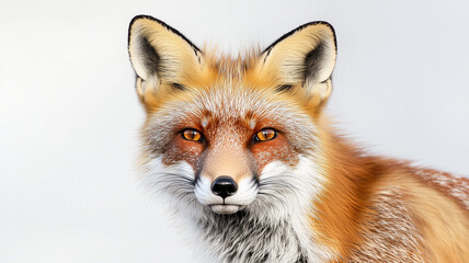 Fototapeta premium Red Fox in Alert Pose Isolated on White Background 