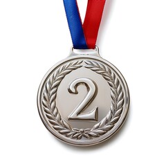 Championship silver medal on white background, design elements, competition
