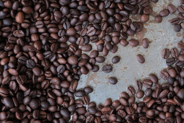 Roasted coffee beans for background