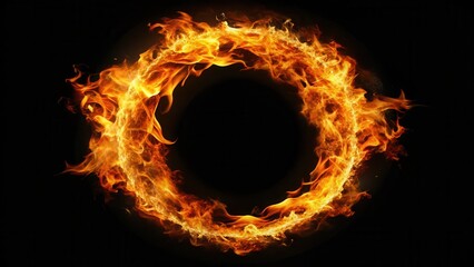 Fire Burning Circle on Black Background, fiery, fire,  fiery, fire, intense heat, black background, burning