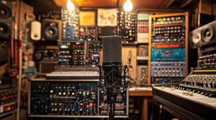 Fototapeta premium Studio Microphone in a Professional Recording Space