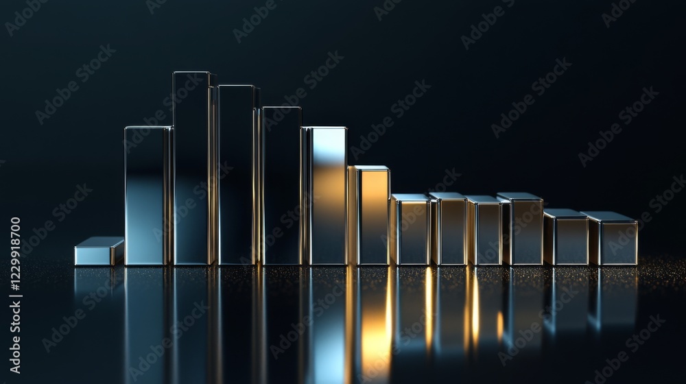 Aufkleber a d financial bar graph with metallic bars, representing revenue comparison between different compan