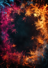 Vibrant Explosion of Colors with Fireworks and Particles Creating an Abstract Background for Celebratory Concepts and Designs