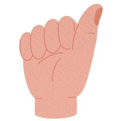 Hand, gesture with thumb to the side, vector illustration isolated on white. Wrist, closed palm, letter A in American sign language.