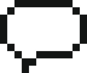 Black pixelated speech bubble representing digital communication and retro gaming aesthetics