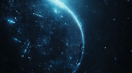 Obraz premium Futuristic Digital Earth with Glowing Data Points and Network Lines