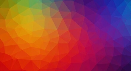 Abstract Rainbow Low Poly Background: A vibrant and dynamic abstract background featuring a low-poly design in a spectrum of rainbow colors.