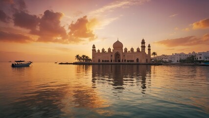 Naklejka premium taj mahal at sunset