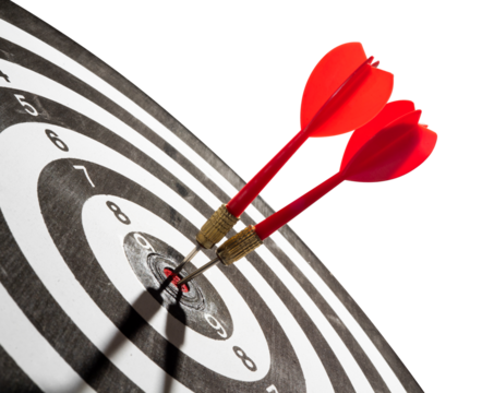 red dart for success goals concept