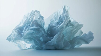 Obraz premium Abstract Blue Fabric Sculpture: A Study in Texture and Light