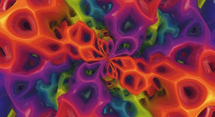 Abstract Psychedelic Swirl: A kaleidoscope of vibrant colors swirls and interplays in a hypnotic abstract pattern. The liquid-like shapes, reminiscent of organic structures.
