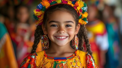 Fototapeta premium A joyful multicultural celebration in a public space, with food, music, and traditional attire from various cultures