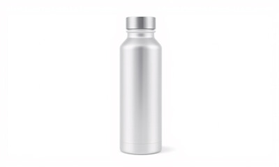 A close-up shot of a reusable water bottle isolated on a clean white background