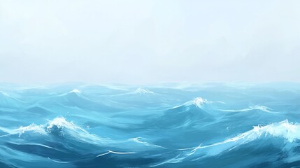 Serene Ocean Vista: A Digital Painting of Calm Waves