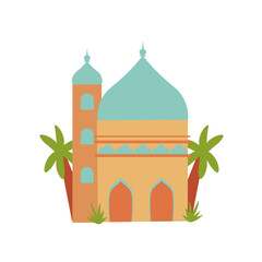 Simple mosque hand drawn design illustration isolated on white background. colorful mosque image.