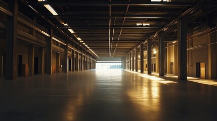 Obraz premium Sunlight Streaming Through an Empty Warehouse