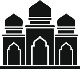 Black silhouette of an oriental palace with onion domes representing islamic architecture