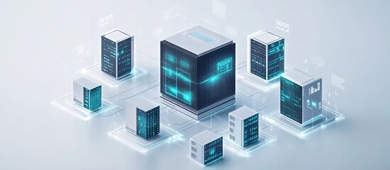 Fototapeta premium Modern Data Center Network: Servers and Cloud Computing Infrastructure