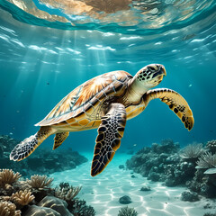 Obraz premium Abstract Cubist Sea Turtle