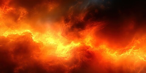 Dramatic Abstract Background with Fiery Red, Orange, and Yellow Patterns Against a Dark Black Canvas for Visual Impact