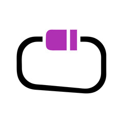 Black and purple carabiner icon graphic simple  design