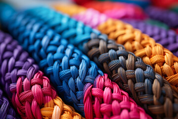 Colorful woven fabric showcasing intricate patterns and rich textures crafted by skilled artisans in a vibrant setting
