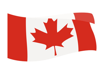 Canadian waving flag. National symbol with standard color and size of North America country. Vector icon isolated on white background