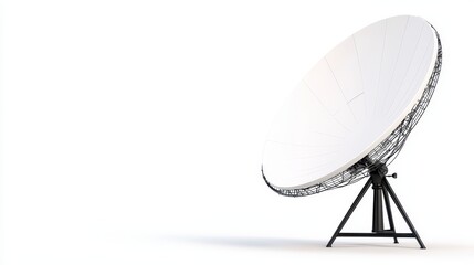 Satellite Dish Antenna On Tripod Against White Background