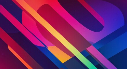 Abstract Vibrant Hues: A dynamic interplay of bold, overlapping lines and shapes in vibrant hues of red, orange, purple, and blue creates a visually striking abstract composition.