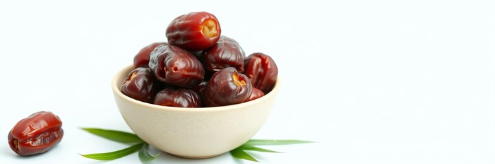 Obraz premium A single dry date placed on a clean white background, diet, snack