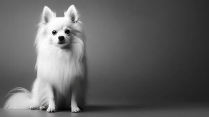 Fototapeta premium A Stunning Black and White Portrait of a Japanese Spitz