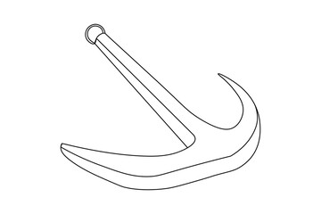 ship anchor split Continuous one line art drawing  with rope vector logo and illustration template