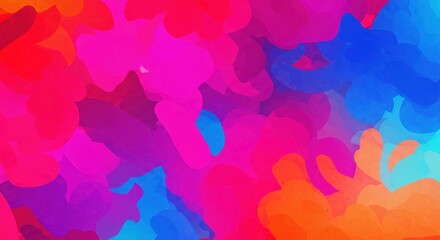 Vibrant Hues: An abstract artwork featuring a captivating blend of fuchsia, electric blue, and fiery orange shades, creating a dynamic and energetic visual experience.