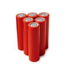Red AA alkaline batteries isolated on white