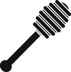 Simple black silhouette of a honey dipper, perfect for representing honey, breakfast, or natural sweeteners