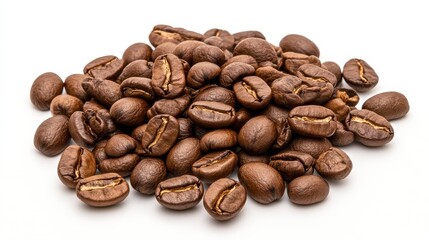 Naklejka premium Roasted Coffee Beans Close Up Rich Brown Texture and Aroma